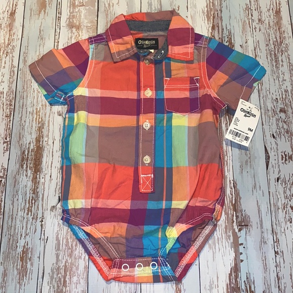 Oshkosh 9 months Plaid Bodysuit NWT - Picture 1 of 7
